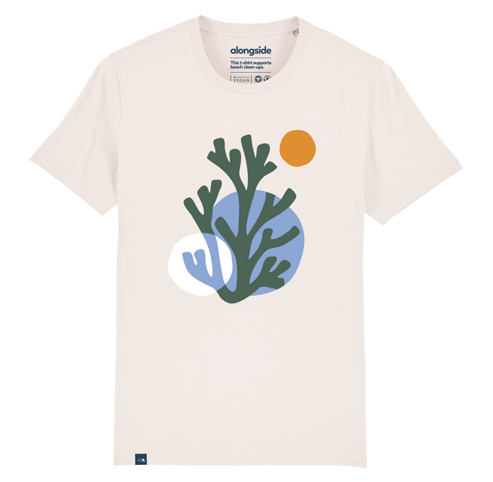 Vintage colour T-shirt 100% organic Coral modernist Alongside