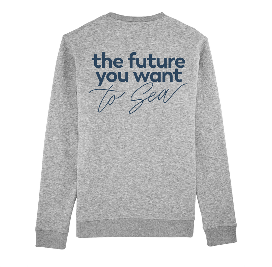 Grey sustainable vegan sweater the future you want to be
