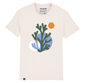 Camiseta color vintage 100% organica Coral modernista Alongside