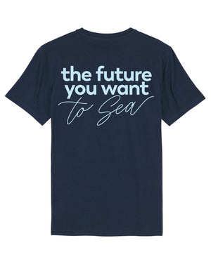 Camiseta vegana azul marino sostenible the future you want to sea