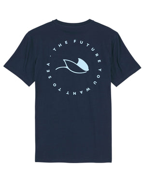 Camiseta vegana azul marino sostenible